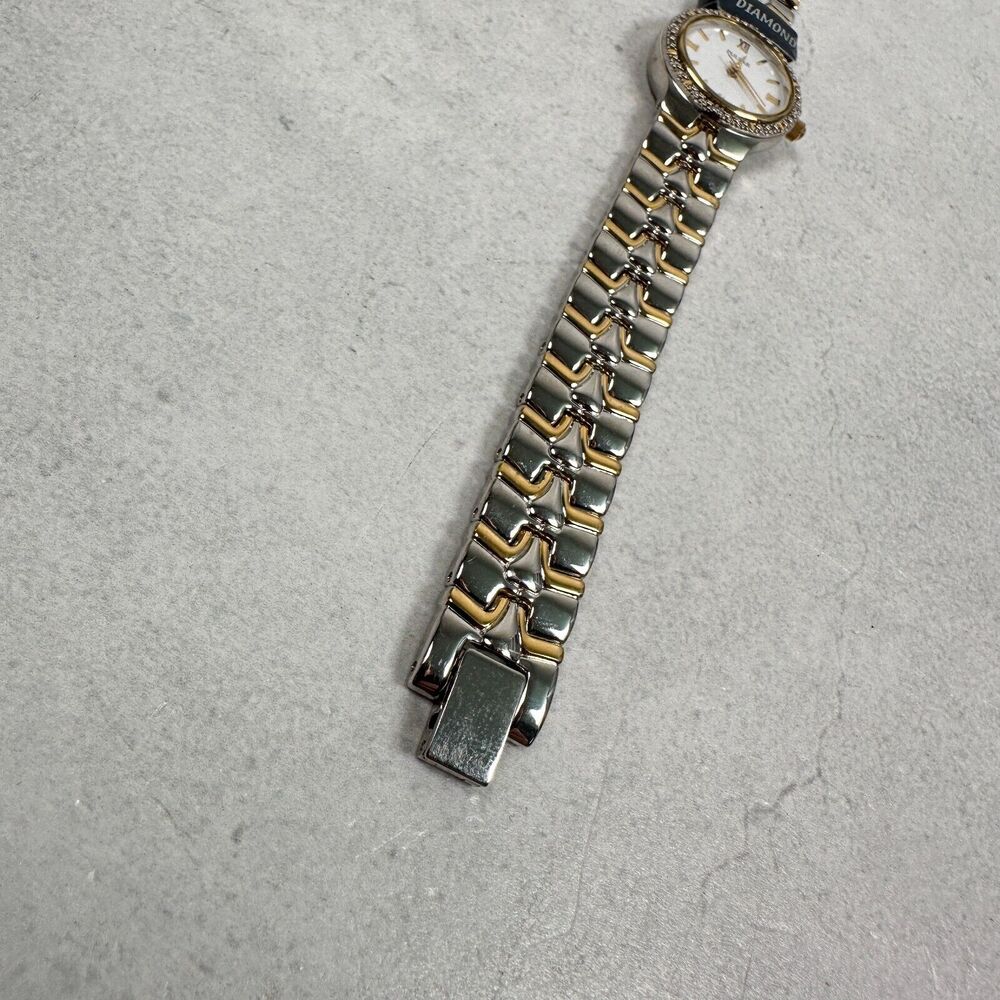 Pulsar Watch Womens 22mm Diamond Bezel White Dial Two Tone Elegant New Battery - Picture 6 of 12